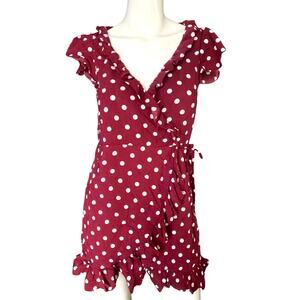 Motel Polka Dot Wrap Mini Dress Small